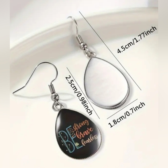 2/30$ Or 3/$35 Inspirational Colorful Black Crystal GlasTeardrop Earrings (#076) - Picture 2 of 5